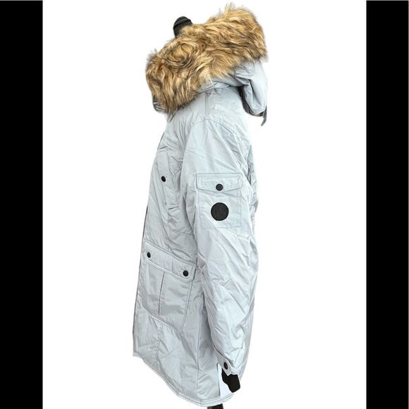 New with tags Madden Girl gray parka coat with removable hood, size Large - Picture 6 of 12